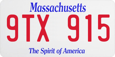 MA license plate 9TX915
