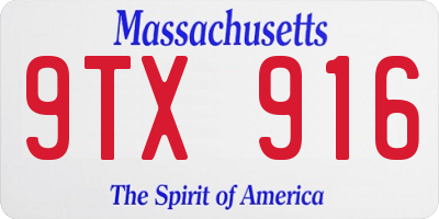 MA license plate 9TX916