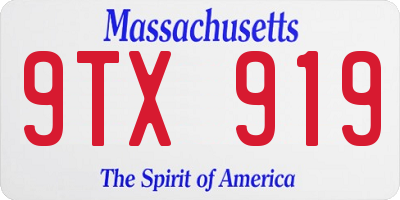 MA license plate 9TX919