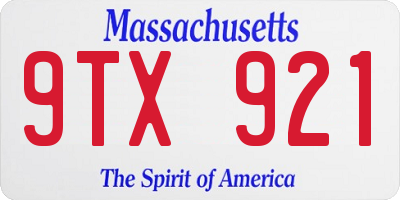MA license plate 9TX921