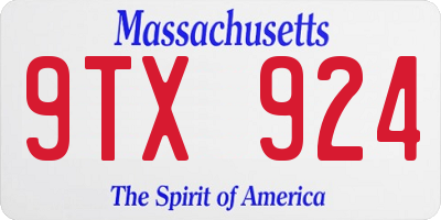 MA license plate 9TX924