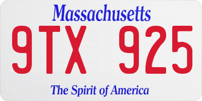 MA license plate 9TX925