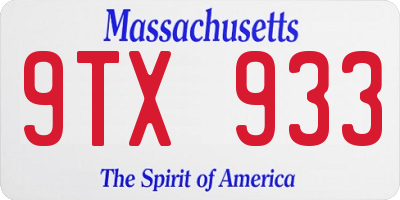 MA license plate 9TX933