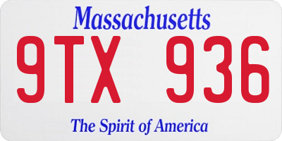 MA license plate 9TX936