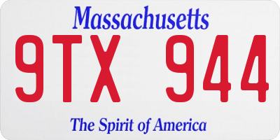 MA license plate 9TX944