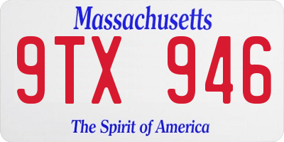 MA license plate 9TX946