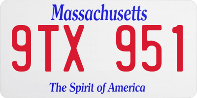 MA license plate 9TX951