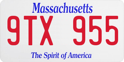 MA license plate 9TX955