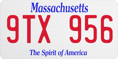 MA license plate 9TX956