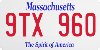 MA license plate 9TX960