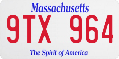 MA license plate 9TX964