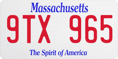 MA license plate 9TX965