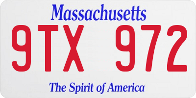 MA license plate 9TX972