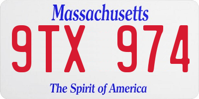 MA license plate 9TX974