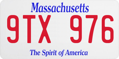 MA license plate 9TX976