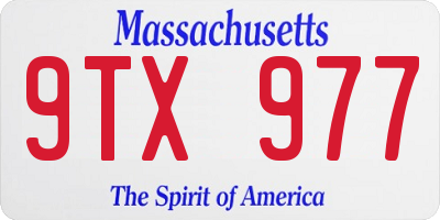 MA license plate 9TX977