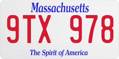 MA license plate 9TX978