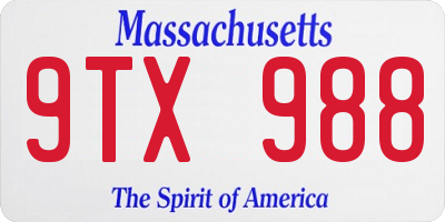 MA license plate 9TX988