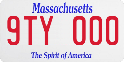 MA license plate 9TY000