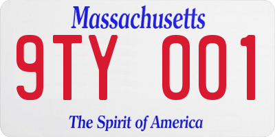 MA license plate 9TY001