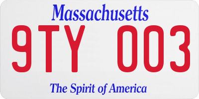 MA license plate 9TY003