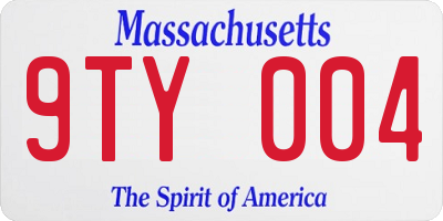 MA license plate 9TY004