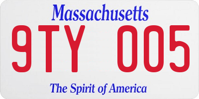 MA license plate 9TY005