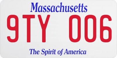 MA license plate 9TY006