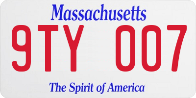 MA license plate 9TY007
