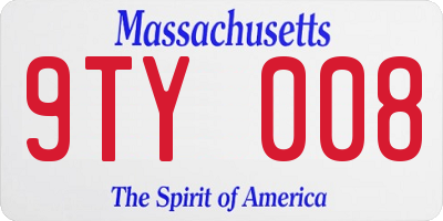 MA license plate 9TY008