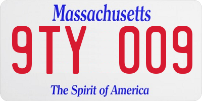 MA license plate 9TY009