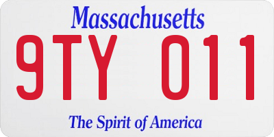 MA license plate 9TY011