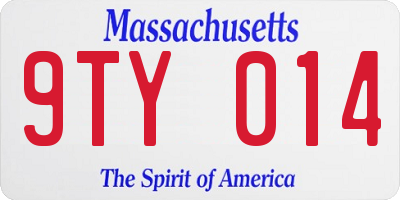 MA license plate 9TY014