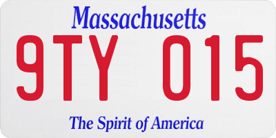MA license plate 9TY015