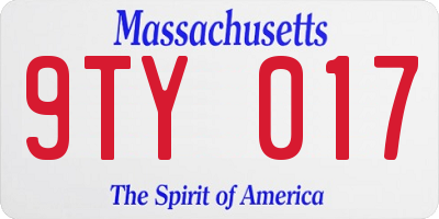 MA license plate 9TY017