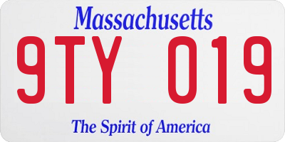 MA license plate 9TY019