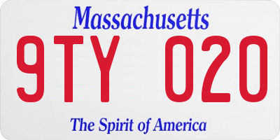 MA license plate 9TY020