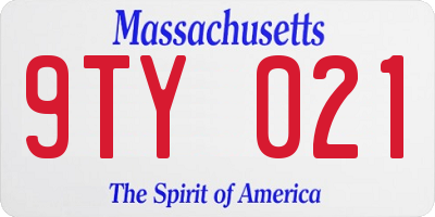MA license plate 9TY021