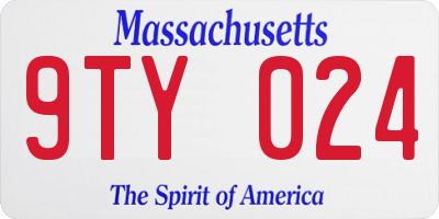 MA license plate 9TY024