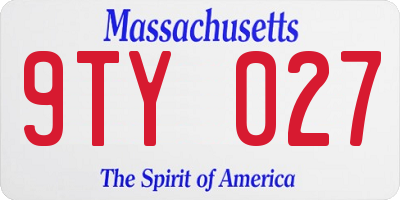 MA license plate 9TY027