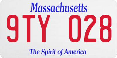 MA license plate 9TY028