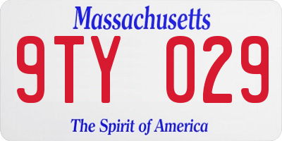 MA license plate 9TY029