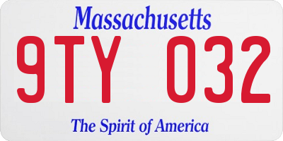 MA license plate 9TY032