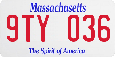 MA license plate 9TY036