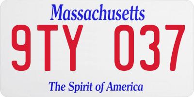 MA license plate 9TY037