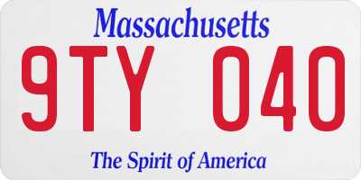 MA license plate 9TY040