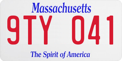 MA license plate 9TY041