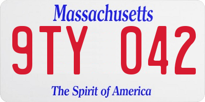 MA license plate 9TY042