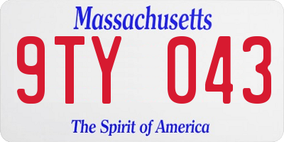 MA license plate 9TY043