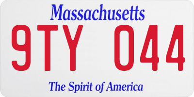 MA license plate 9TY044